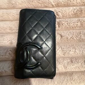CHANEL Black Quilted Leather Wallet